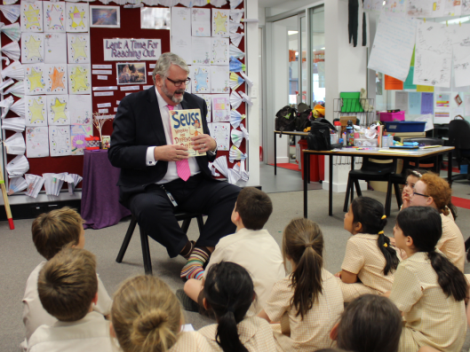 Executive Director Greg Whitby reads Hooray for Diffendoofer Day by Dr Seuss